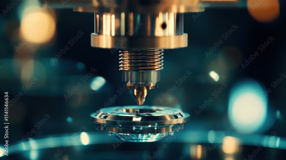 Poster a macro shot of a small component undergoing a tactile inspection by a robotic gripper with intricat