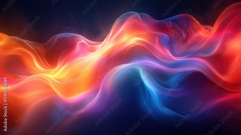 Aufkleber iridescent abstract background with curves and light in dark space