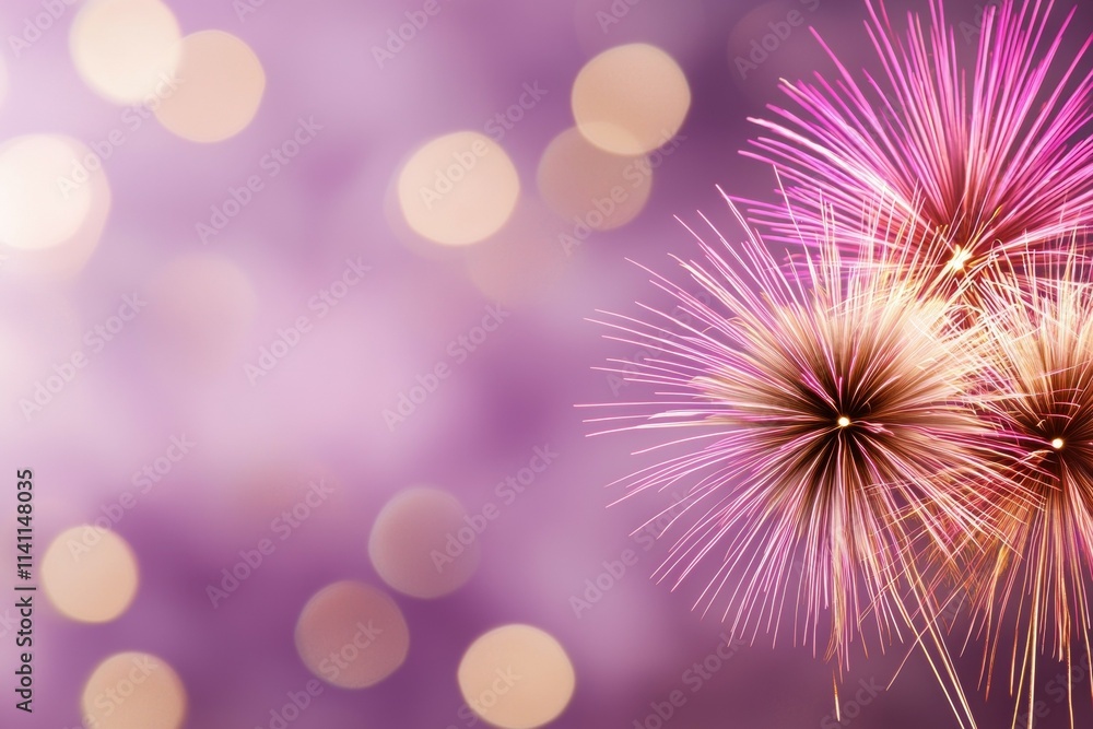Poster a firework display with two fireworks in the foreground
