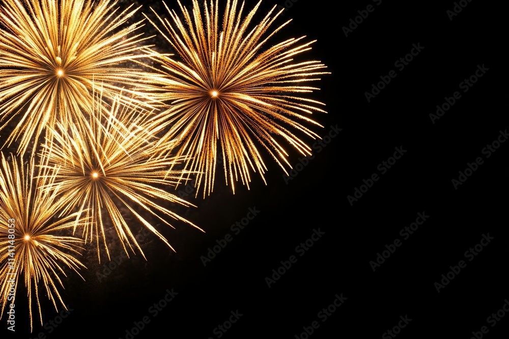 Aufkleber a fireworks display with four fireworks in the foreground