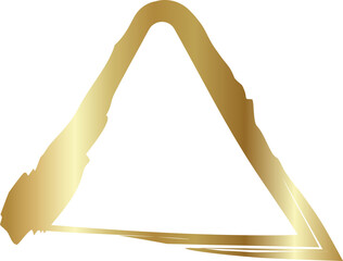 Gold triangle rounded frame. Brush strokes