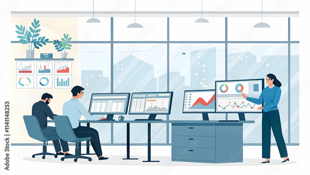Poster productivity and focus and tracking concept as professionals tracking focus and productivity metrics