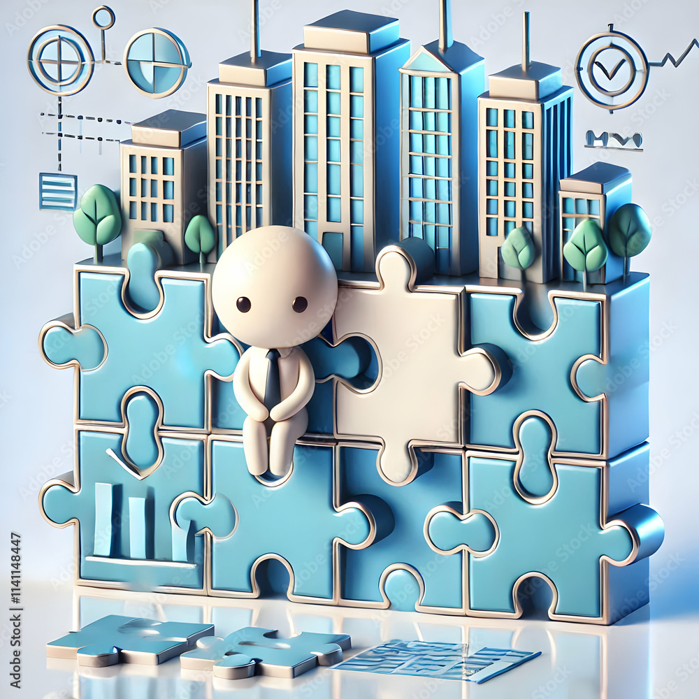 Poster 3d glossy background with puzzle pieces coming together concept as a glossy background with puzzle p