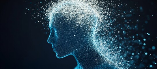 Digital head disintegrating, particles.