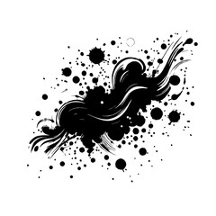 Abstract Ink Splatter: An energetic and artistic black ink splatter design, featuring bold strokes and circular blots, creating a dynamic and abstract composition.  