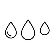 Three Water Drops: Minimalist line art illustration of three water drops of different sizes, representing the concept of growth, progress, and change.  