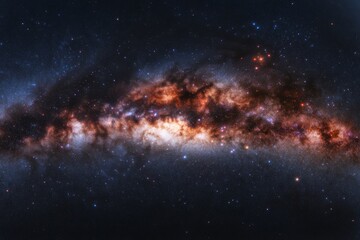 Fototapeta premium A galaxy with a large orange cloud in the middle