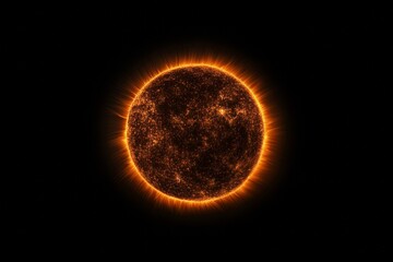 Obraz premium A close up of a sun with a lot of fire coming off of it
