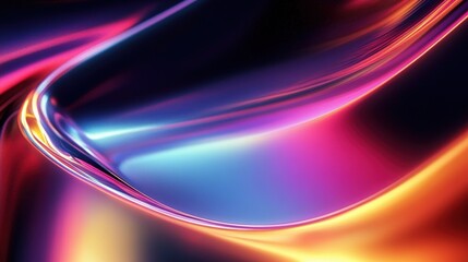 Glossy Metallic Abstract Reflection with Vibrant Colors and Chiaroscuro Lighting