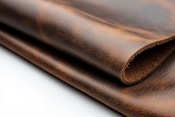 A piece of brown leather with a brown edge