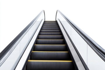 Modern escalator with glass sides in a bright minimalist setting