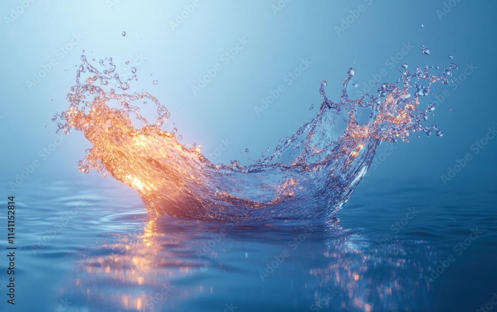 Poster dynamic water splash abstract fluid background fresh clear movement high-speed photography 3d render
