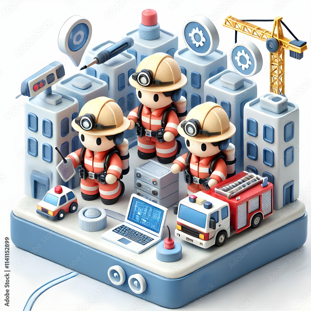Poster 3d emergency response team using cyber tools with copy space concept as a candid shot of an emergenc