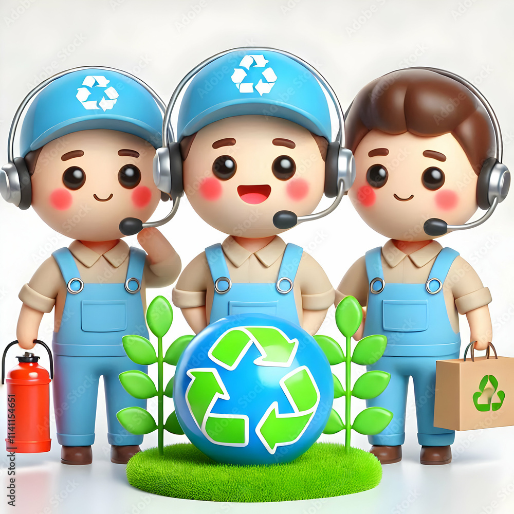 Poster 3d eco friendly customer service team assisting clients with sustainable practices concept as eco fr