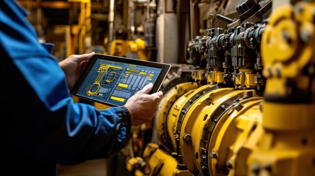 An image highlighting a technicians tools with an advanced tablet displaying predictive analytics for machinery based on historical data reinforcing the need for proactive maintenance.
