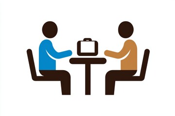 Business meeting icon with two figures at table