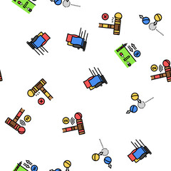 Obraz premium croquet mallet game ball vector seamless pattern thin line illustration