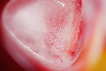 Close up of air bubbles in frozen ice cube