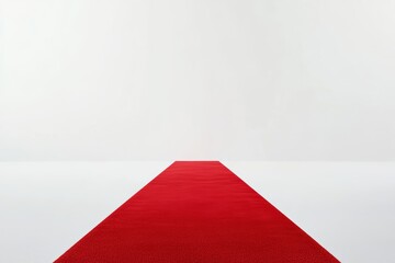 Obraz premium Minimalist red carpet on white floor leading into empty white space