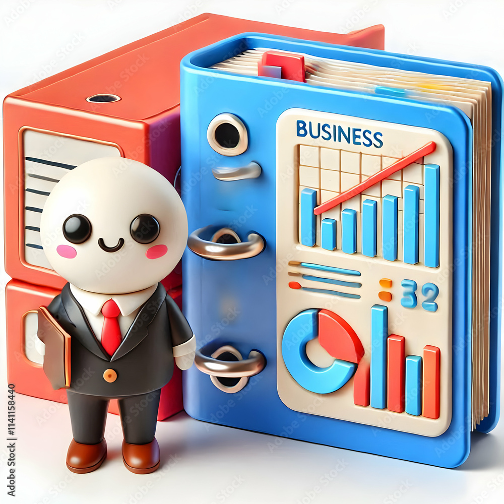 Aufkleber 3d business documents with chart concept as a vector element of business documents next to a financi