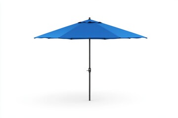 Obraz premium Blue patio umbrella with metal pole on white background