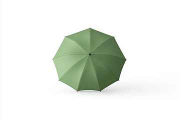 Open green umbrella on white background with eight panels