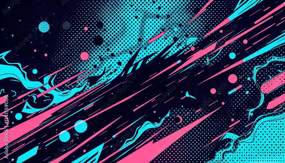 Poster vibrant abstract design with neon colors and dynamic lines