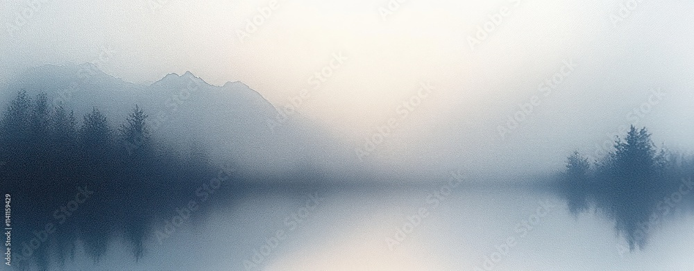 Poster gradient abstract landscape soft gray blue background minimal design light noise texture