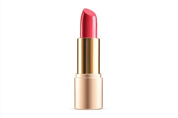 Elegant red lipstick with gold tube