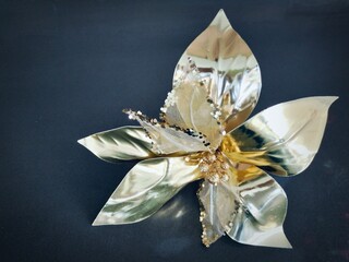 Christmas decoration, Golden pointsettia flower