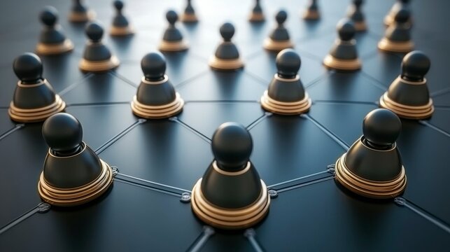 Connected lines and dots on a sleek black background forming a futuristic network design ideal for technology-themed business stock videos and royalty-free footage.