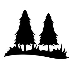 Hand drawn fir tree silhouette collection vector 
