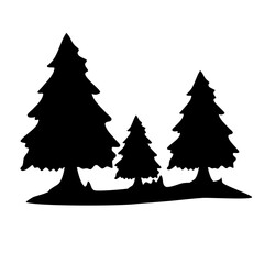Hand drawn fir tree silhouette collection vector 