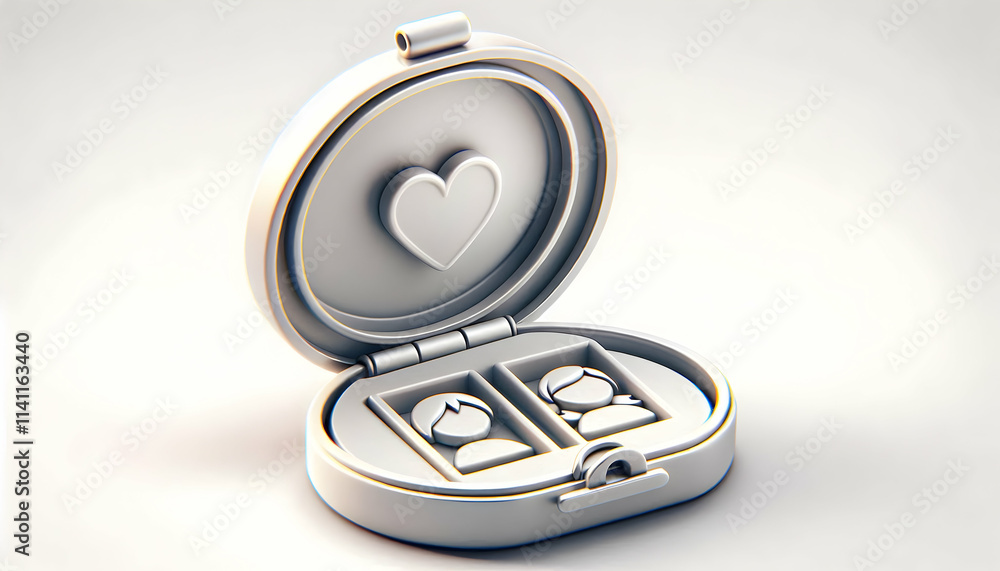 Poster 3d plain white background with an open locket concept as a plain white background with an open locke