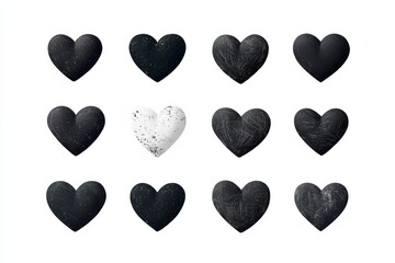 Black and white heart patterns on white background