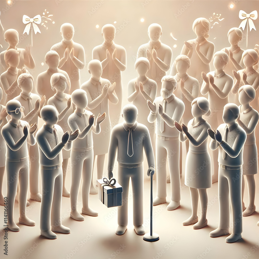 Aufkleber 3d soft abstract of coworkers clapping for a colleague retirement party concept as a soft abstract i