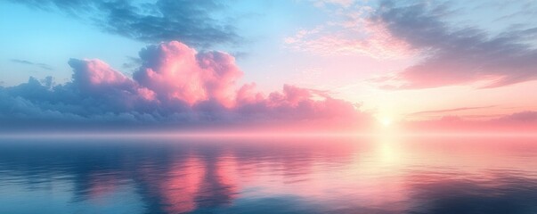 Obraz premium Pastel Pink Light Blue Gradient Background Smooth Texture Design for Elegant Wallpaper and Minimalist Cover