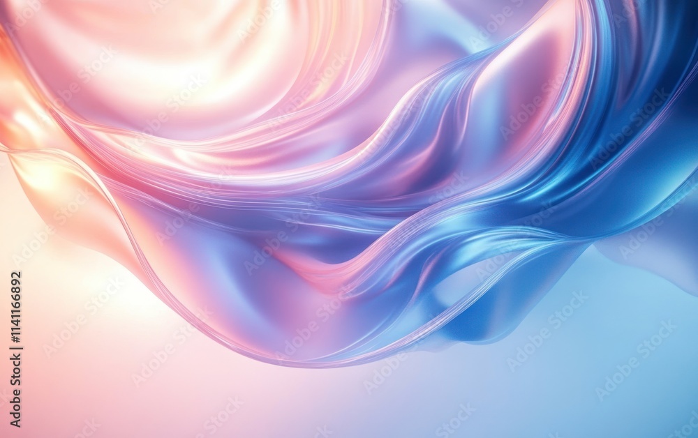 Poster fluid abstract gradient design with smooth blue and pastel colors in glossy textures