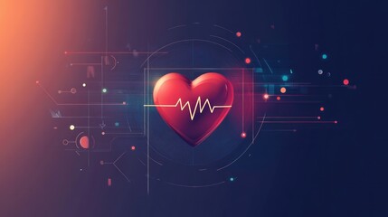 Red heartbeat  heart rate line  medicine concept 