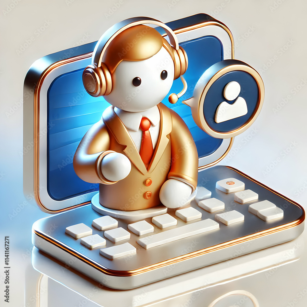 Poster 3d customer service representative assisting client via video call concept as a customer service rep
