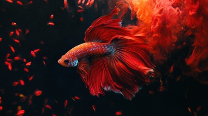 Obraz premium red multi color Siamese fighting fish.Multi color fighting fish