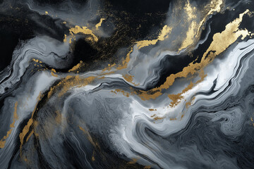 Black, White, Gray and Beige Abstract Modern Art Acrylic Canvas Painting. Brush Strokes Texture