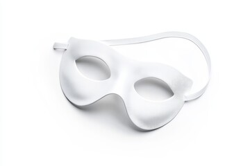 White eye mask with elastic band on white background