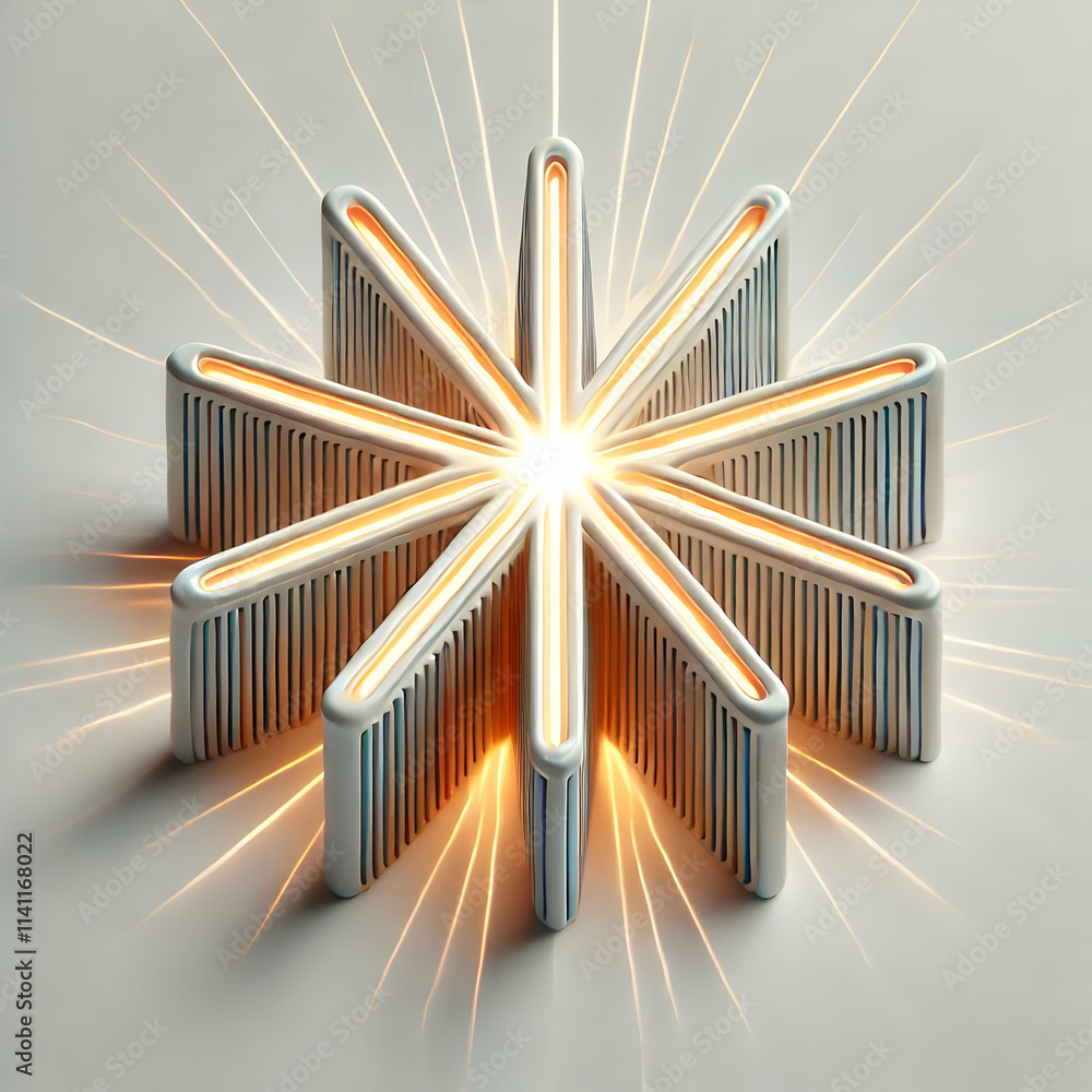 Poster 3d macro of a light beam forming a star shape symbolizing hope and epiphany with copy space concept 
