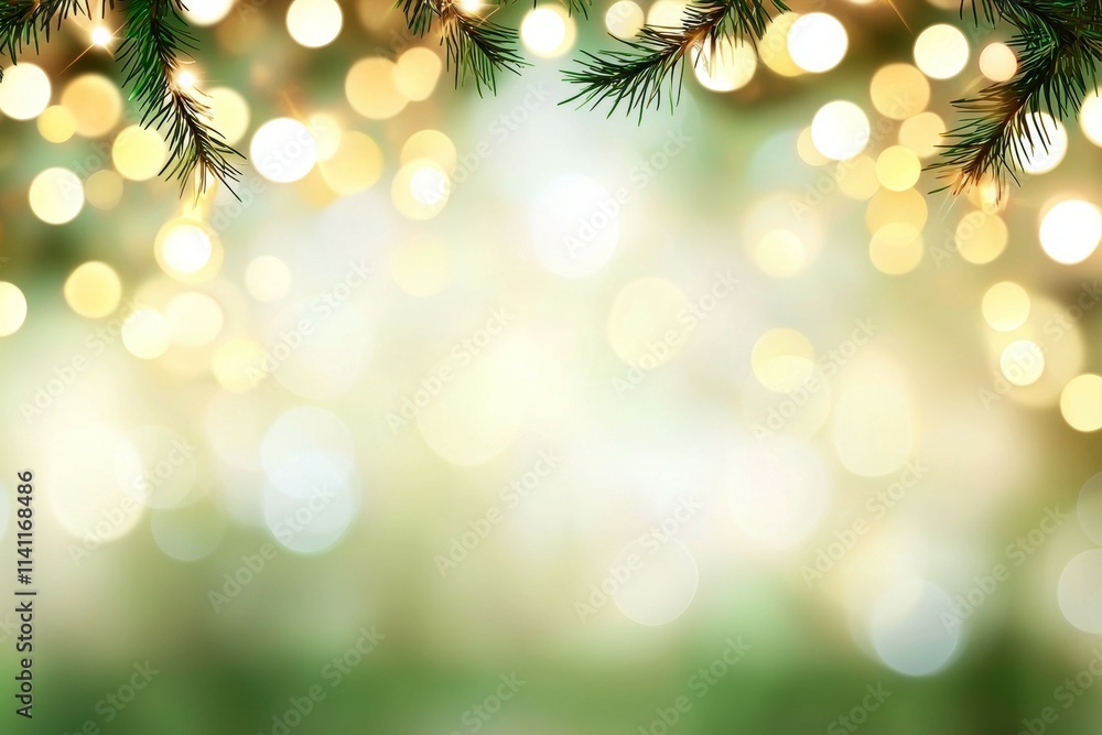 Poster a green background with a tree branch and lights