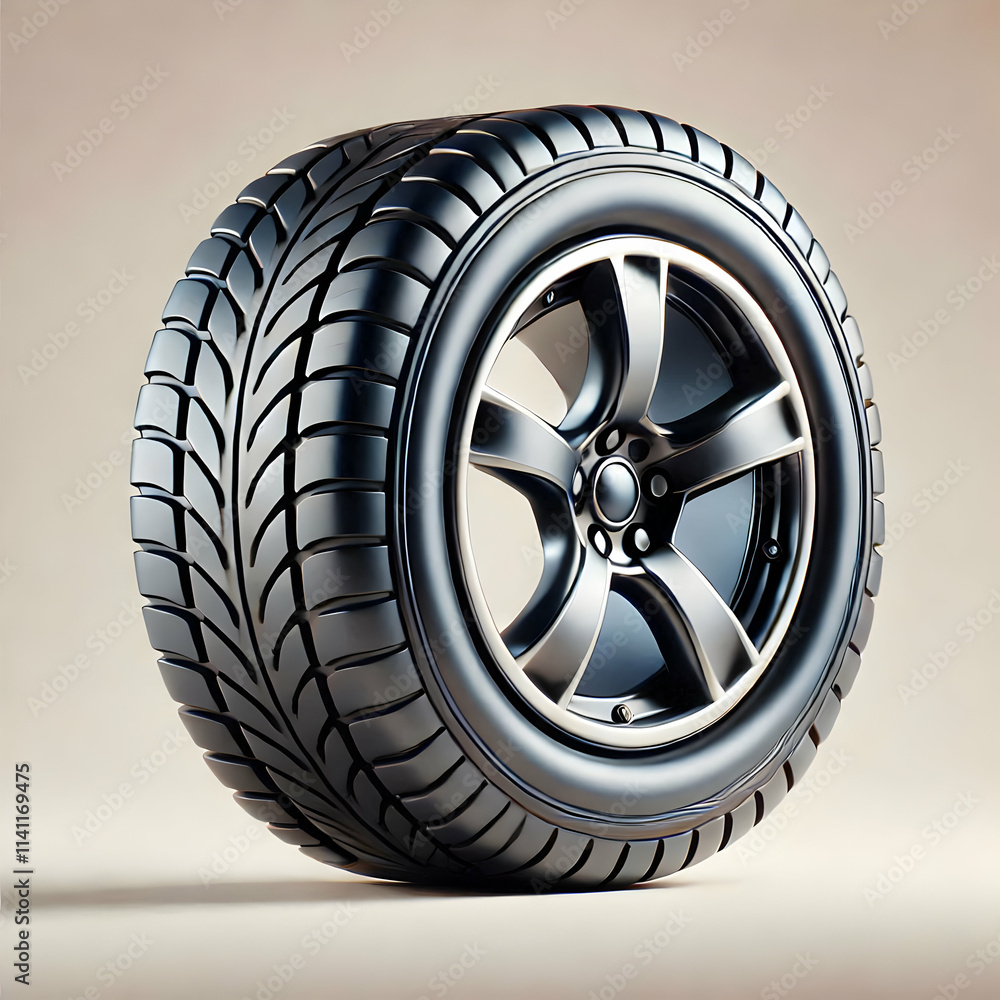Poster 3d glossy tire close up on plain background with copy space concept as a close up of a glossy tire a