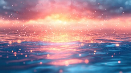 Colorful Light Bokeh of Tropical Beach at Dusk
