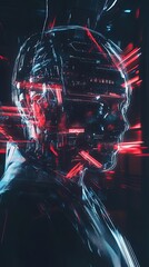 Abstract Digital Portrait of a Person Emerging from Data Streams