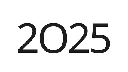 year 2025 as dark color, isolated