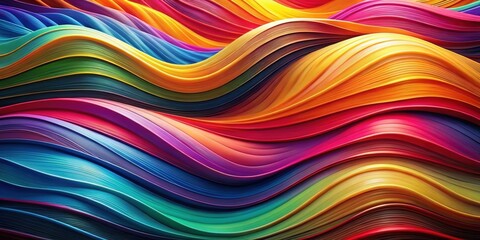 Obraz premium Colorful abstract art with vibrant wavy layers, abstract, art, vibrant, colorful, wavy, layers, design, painting, rainbow
